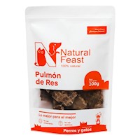 Snack Perro Natural Feast Pulmon de Res Deshidratado 100gr